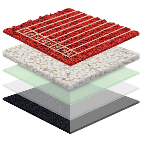 内蒙古无缝预制型塑胶跑道渗水TPR喷面